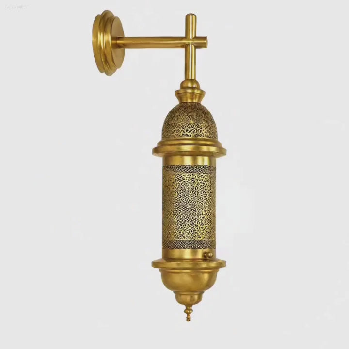 Moroccan Brass Wall Lamp – Handmade Arabic Lantern – Moroccan Home Decor