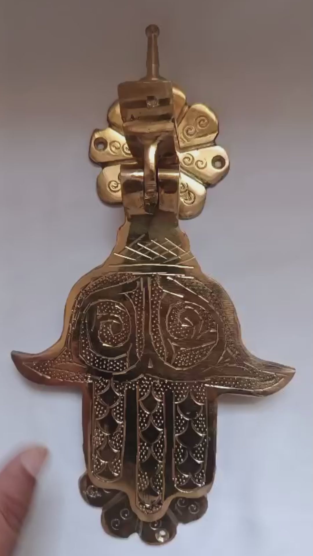 Moroccan Brass Hamsa Door Knocker – Handcrafted Vintage Door Decoration