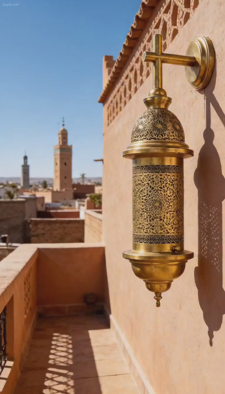 Moroccan Brass Wall Lamp – Handmade Arabic Lantern – Moroccan Home Decor